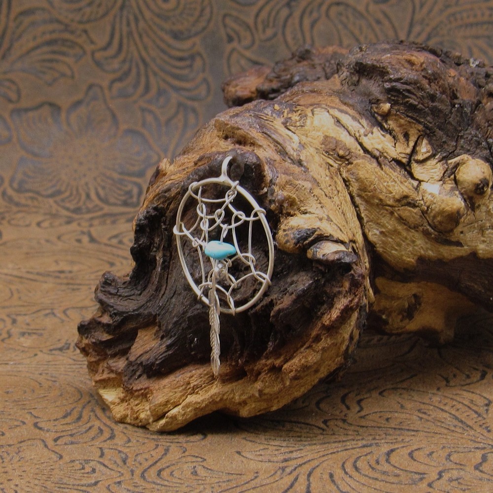 *Sterling Silver Turquoise Dreamcatcher Pendant