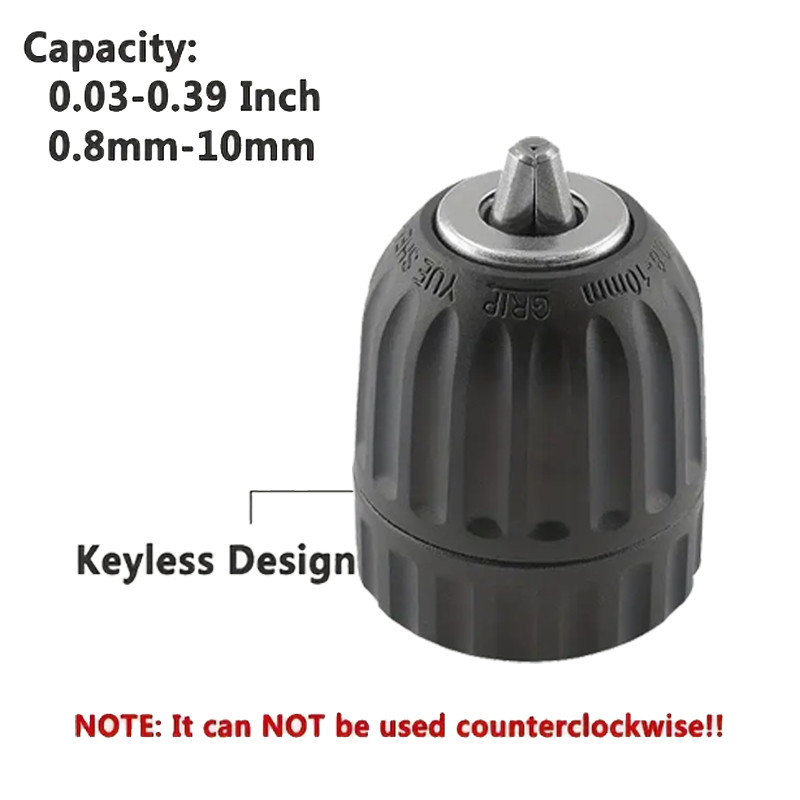 1Pcs 0.8-10Mm Keyless Drill Chuck Adapter 3/8-24UNF Mount Thread Impact Quick
