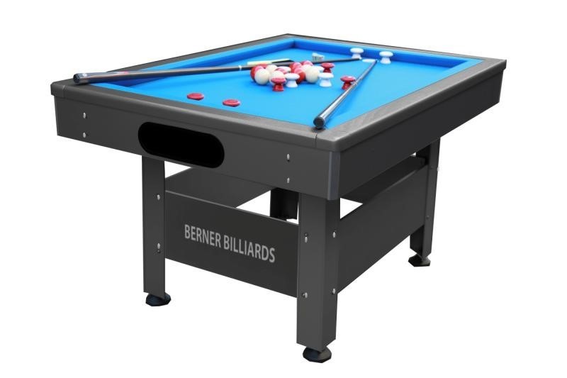 WEATHER PROOF/OUTDOOR RECTANGULAR BUMPER POOL TABLE IN BLACK BY BERNER BILLIARDS