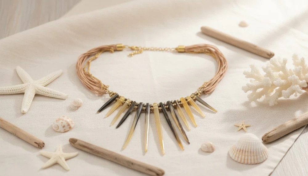 Leather Spikes Necklace
