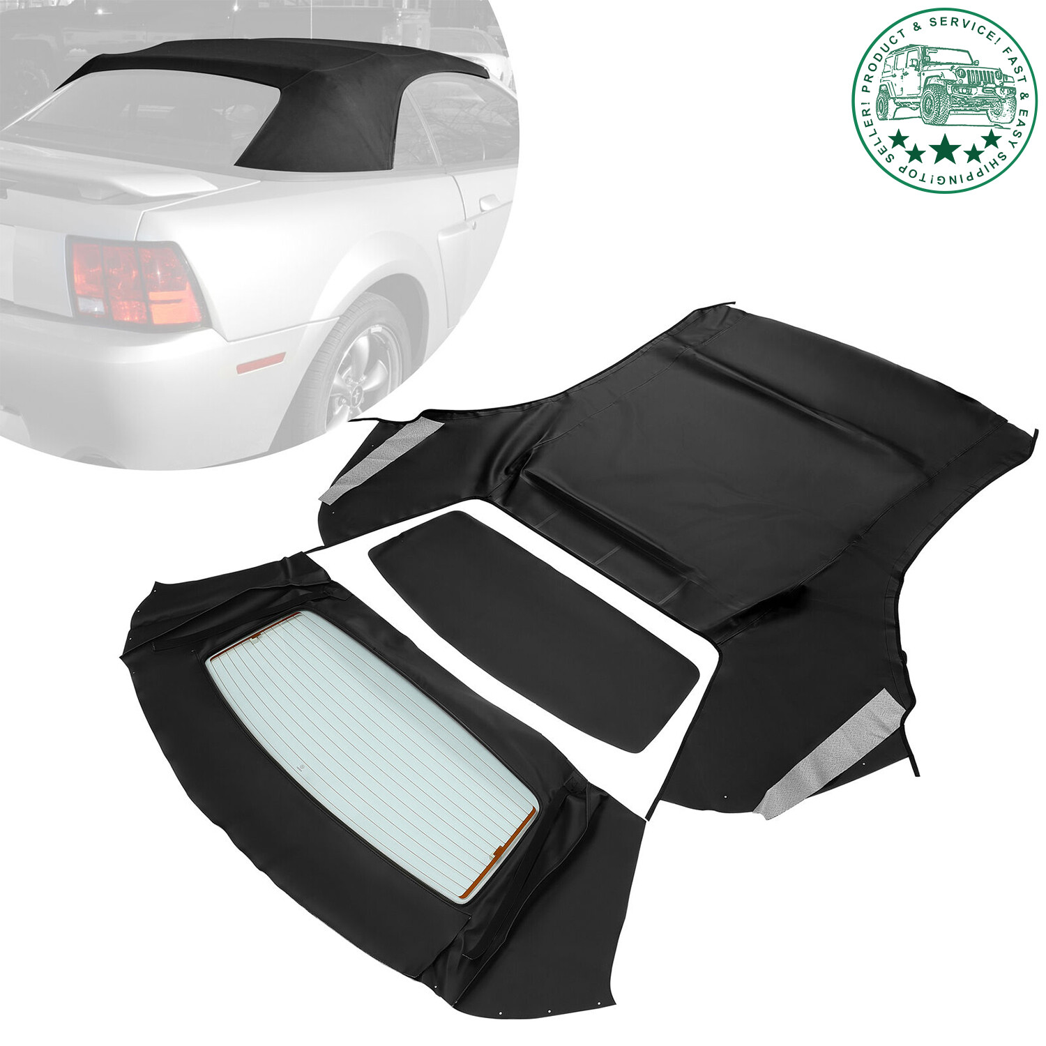For Ford Mustang 1994-2004 Convertible Soft Top w/ Heated Glass Window Sailcloth