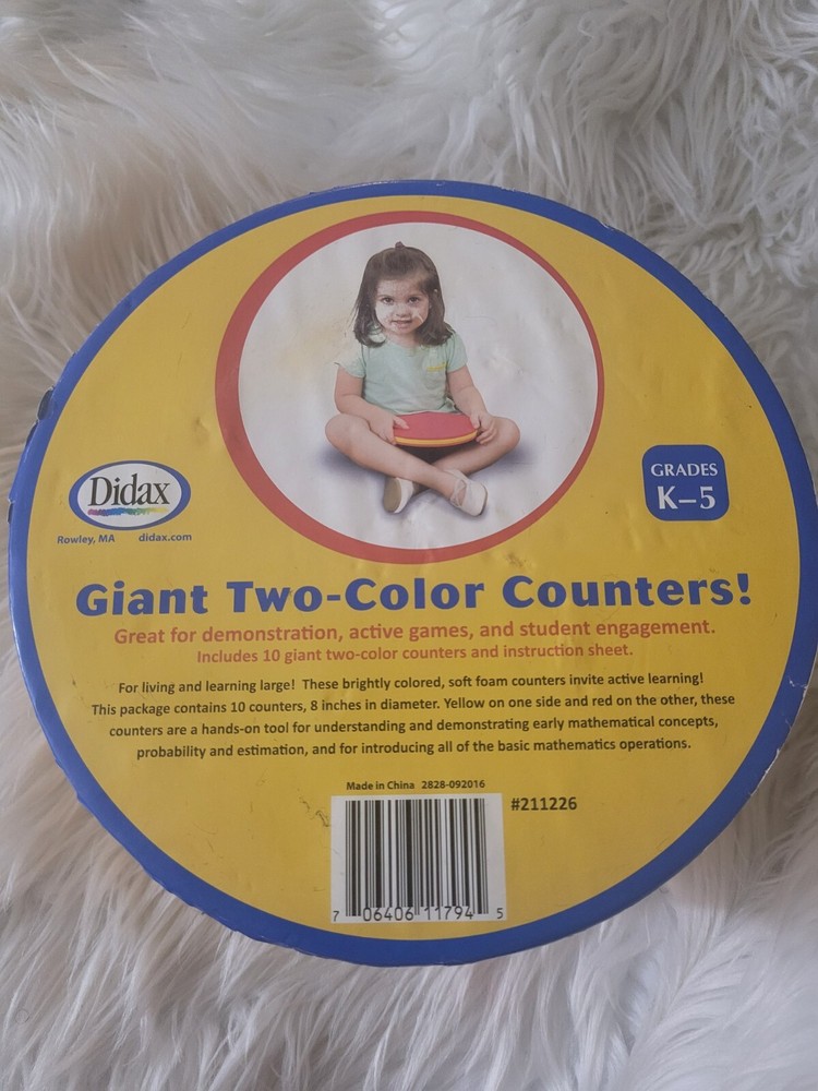 Didax Giant Two-Color Counters Includes 10 Counters And Instruction Sheet. New