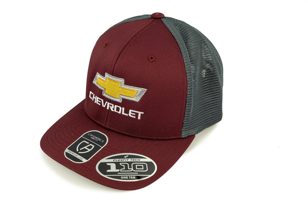 Chevrolet Bowtie Mesh Trucker Hat Maroon Cap