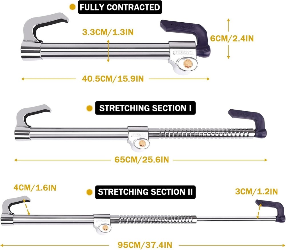 Universal Steering Wheel Brake Lock Anti-Theft Retractable Double Hook Extend...