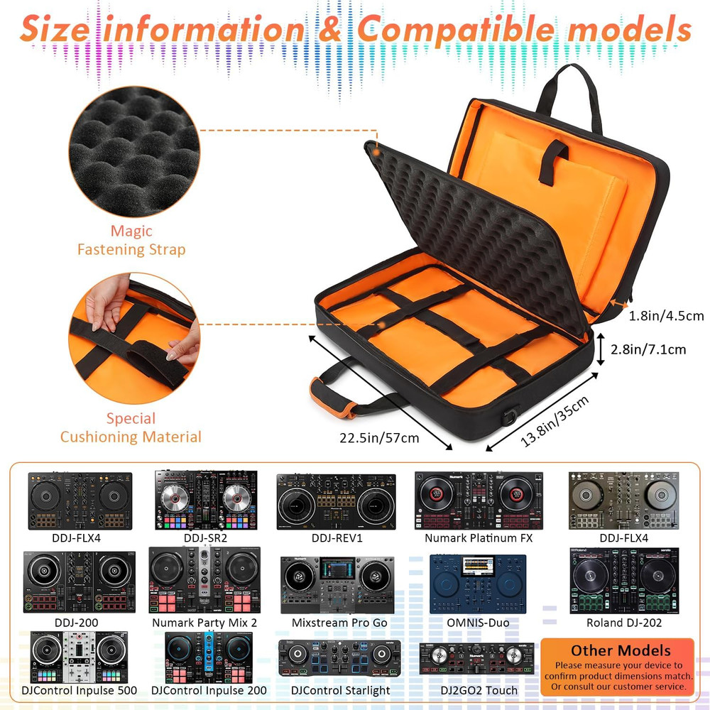 DJ Controller Case for DDJ-FLX4/ 200/400/SR2/REV1 Numark Party Mix 2/Mixtrack Pl