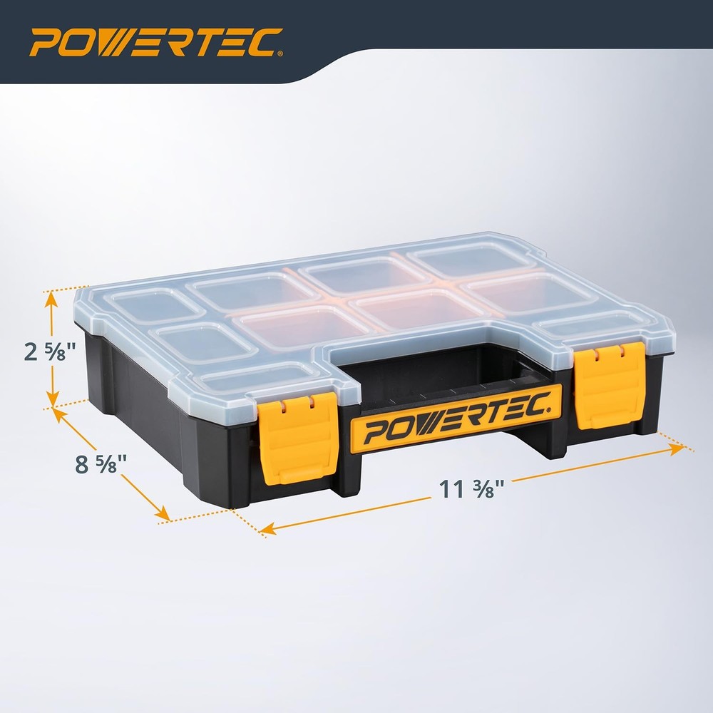 Small Parts Organizer & Tool Box – 10 Compartments, Stackable Storage with Re...