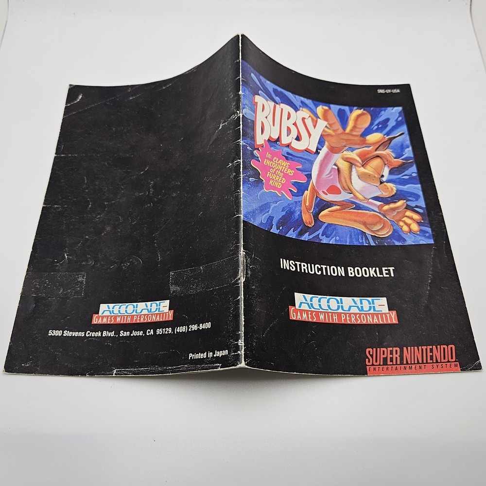 Bubsy Super Nintendo Instruction Booklet Manual Only SNES