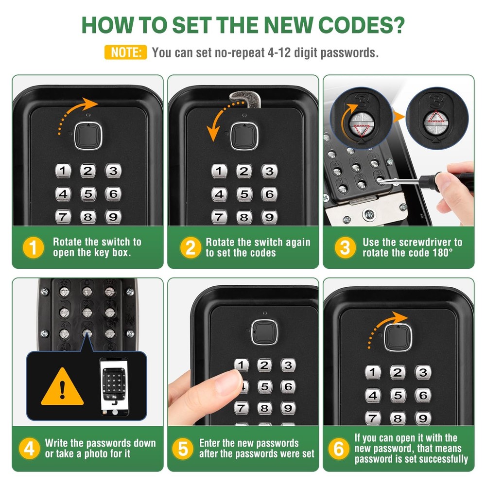 Lock Box for Keys with Code, Waterproof Key Boxs Wall Mount 12-Digit Keypad L...