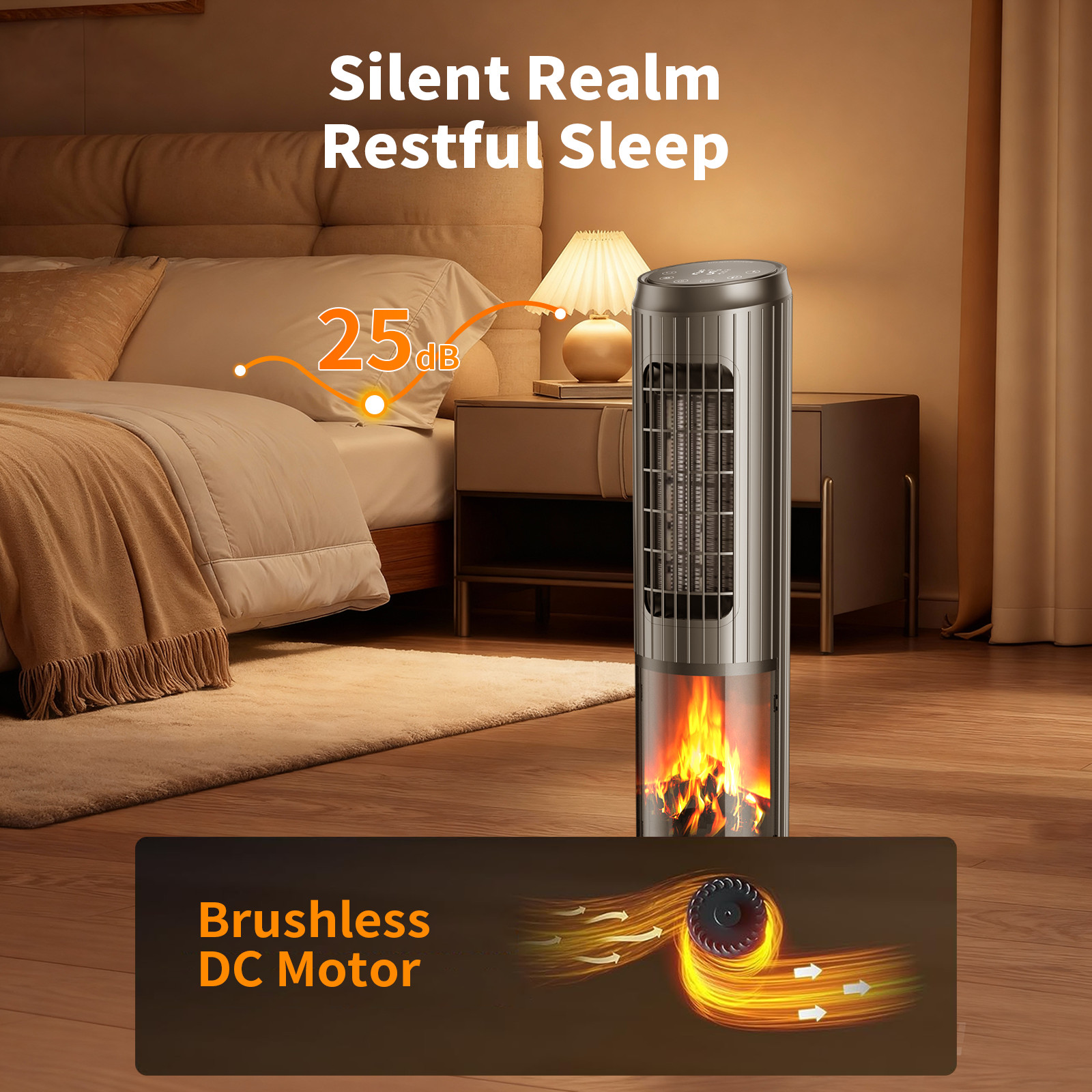 25" Oscillating 1500W Ceramic Tower Space Heater Electric Heater Fan With Remote