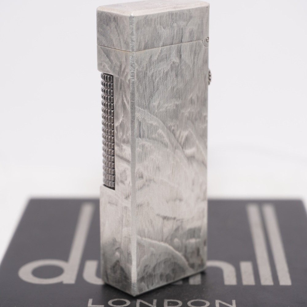 Dunhill Lighter Silver plate Silk Moire Pattern_Ultrasonically cleaned