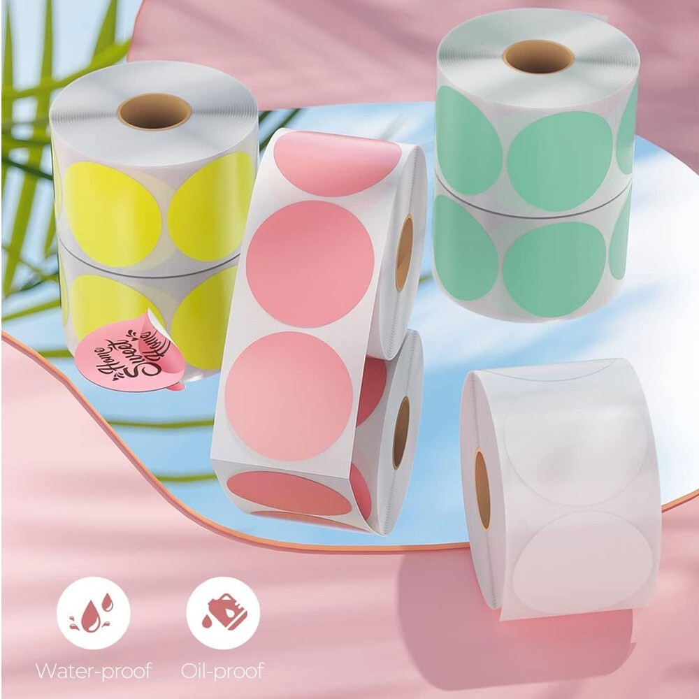 2" Circle Code Dot Sticker Self-Adhesive Round Direct Thermal Labels 750/Roll