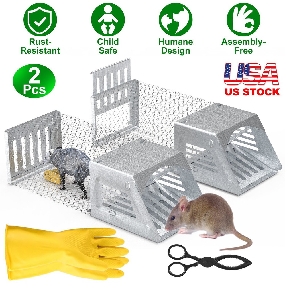 2x Reusable Humane Mouse Trap Cage W/ Auto Continuous Function& Single Way Door