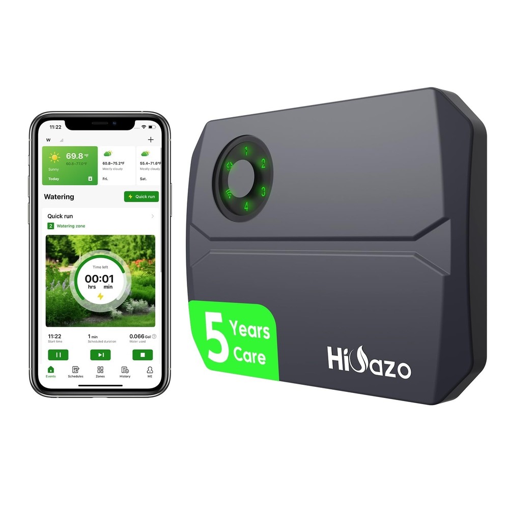 WiFi Smart Sprinkler Controller, 4 Zones, App Control, Auto Rain Skip, Easy Inst