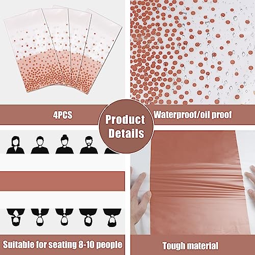 4 Pack Disposable Plastic Table Cloths,Rectangle Table White and Rose Gold