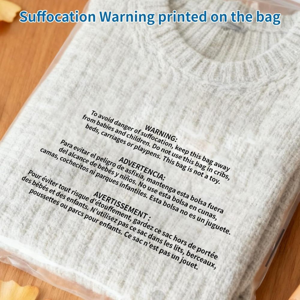 Clear Poly Bags with Suffocation Warning 6x9,9x12,10x13,11x14,12x15,12x20,14x20