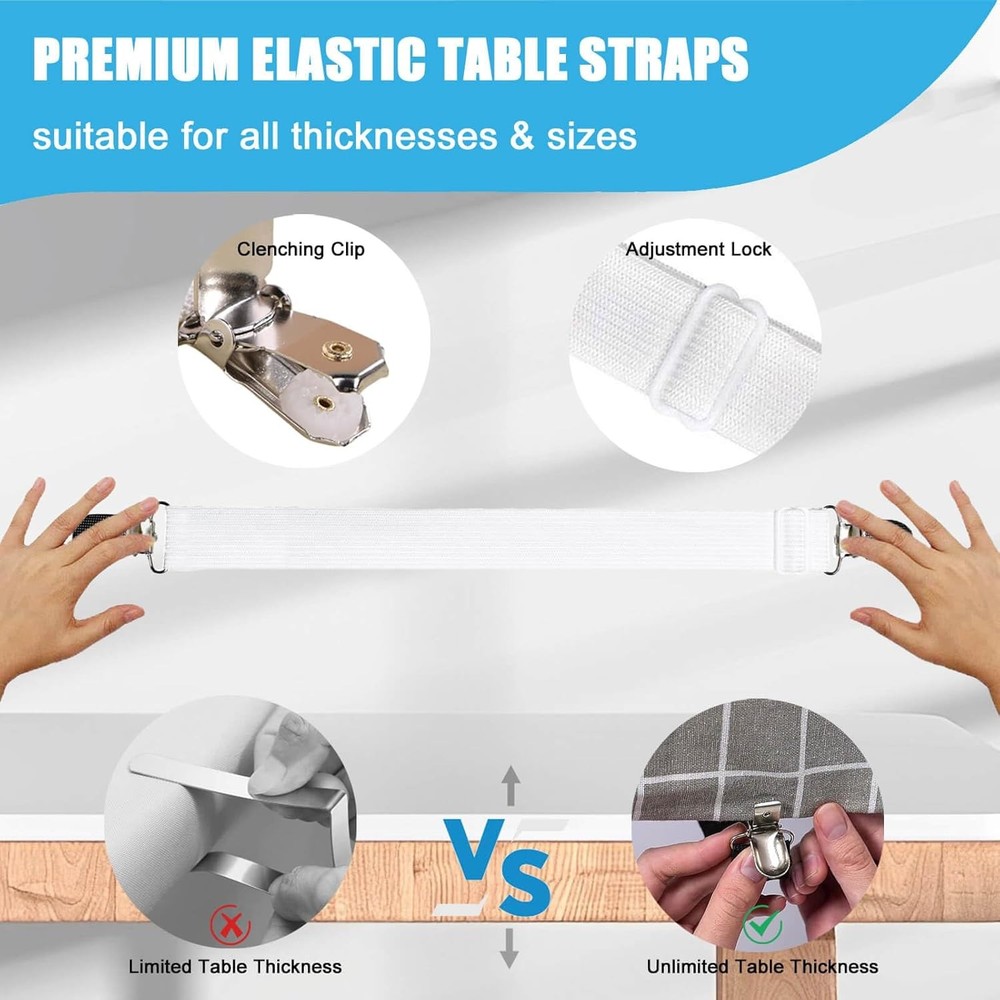 Table Cloth Holder Clips Hidden Strap 5 Pack Adjustable Elasticity Picnic
