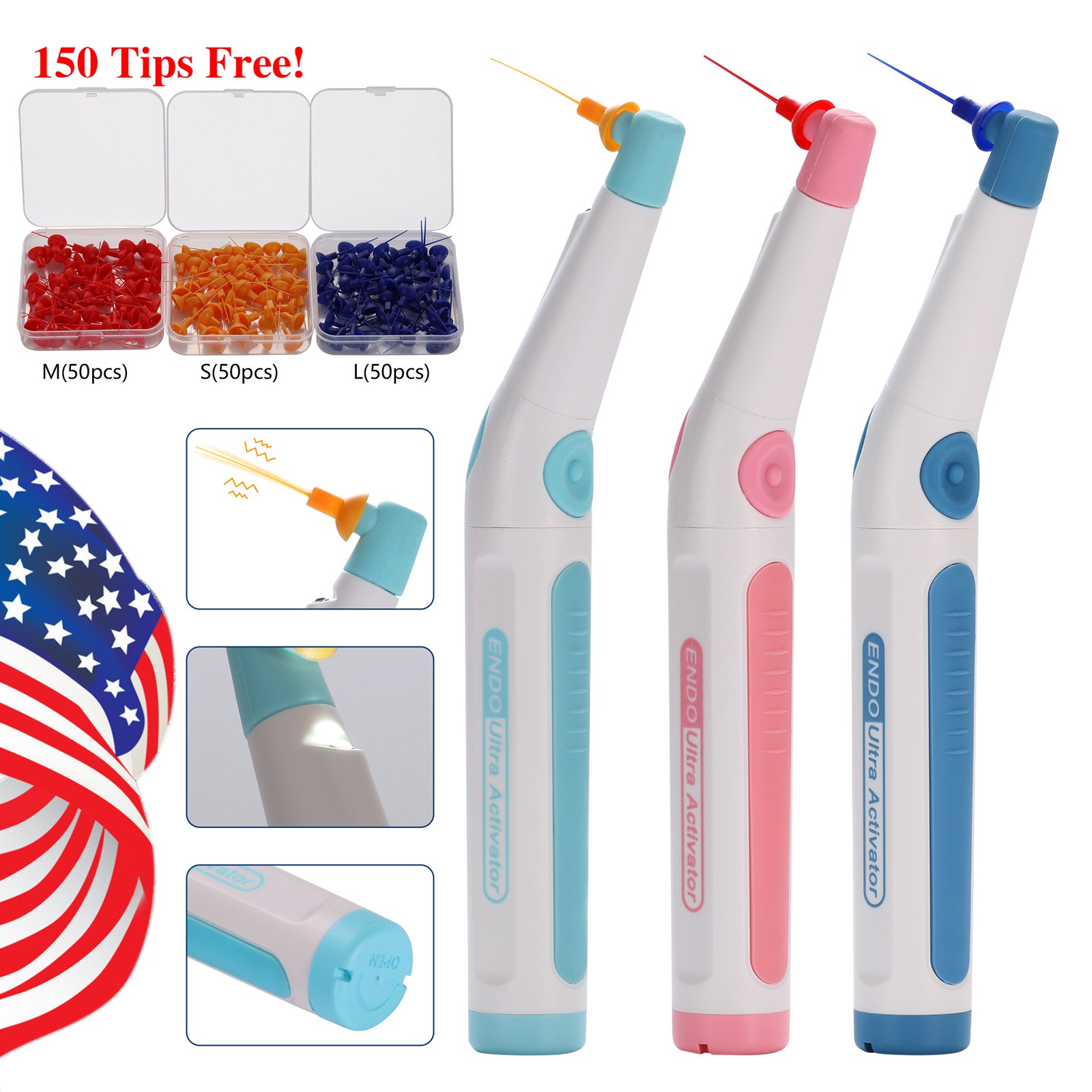 Dental Endo Activator Endodontic Root Ultrasonic Irrigator Root Canal+150pc Tips