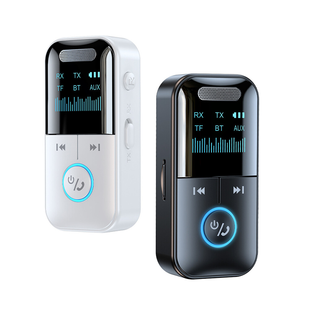 Protable Recharge Bluetooth Adapter RX/TX AUX/Display for Home Car Audio Stereo