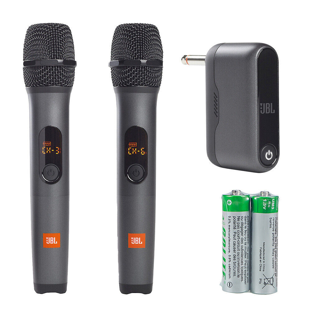 2× JBL JBLWIRELESSMICAM Wireless Dynamic Microphones W/Dual-Channel Receiver
