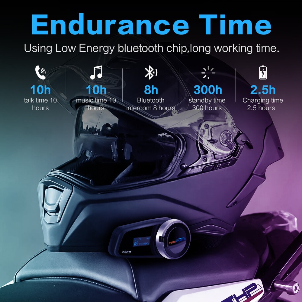 2pcs FX6S 6 rider intercom motorcycle headset Bluetooth interphone helmet LED FM