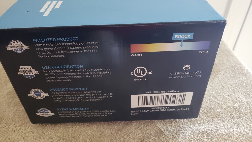 Hyperikon BR30-12D50 LED Bulbs 5000k 6 pack