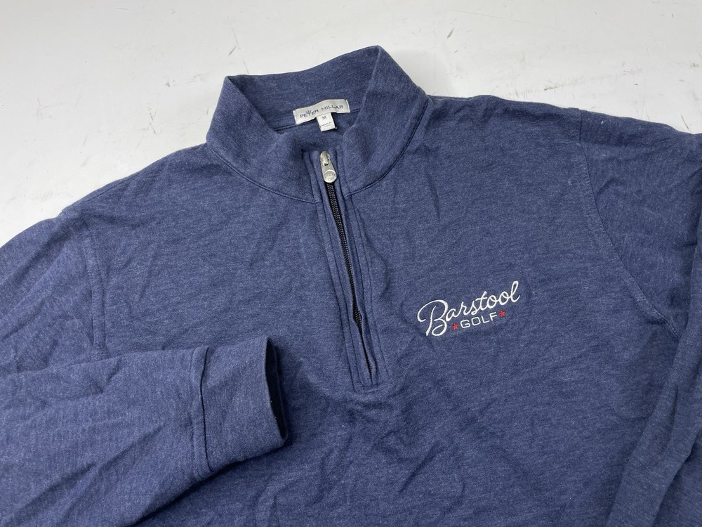 Peter Millar Barstool Golf Pullover Blue 1/4 Zip Long Sleeve Mens Medium Sweater