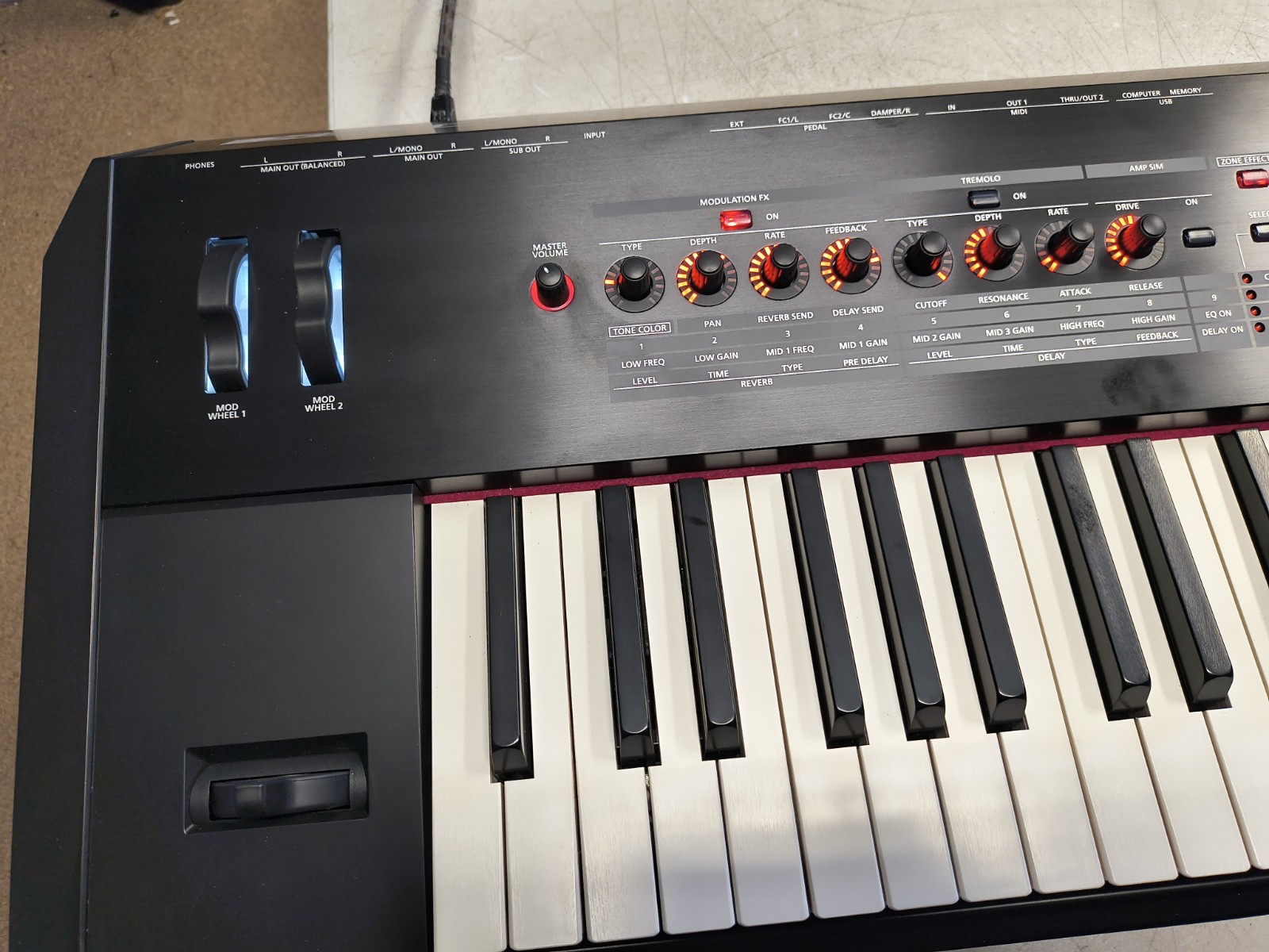 Roland RD-2000 EX digital stage piano in black, used with issues