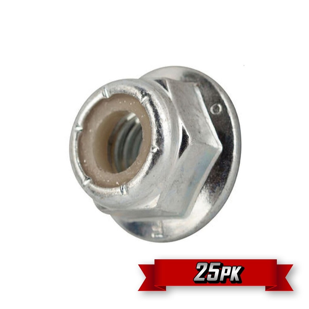 Flange Nylock Nut (Nylon Insert Lock Nut), 5/16"-24 Thread, Zinc {25pk}