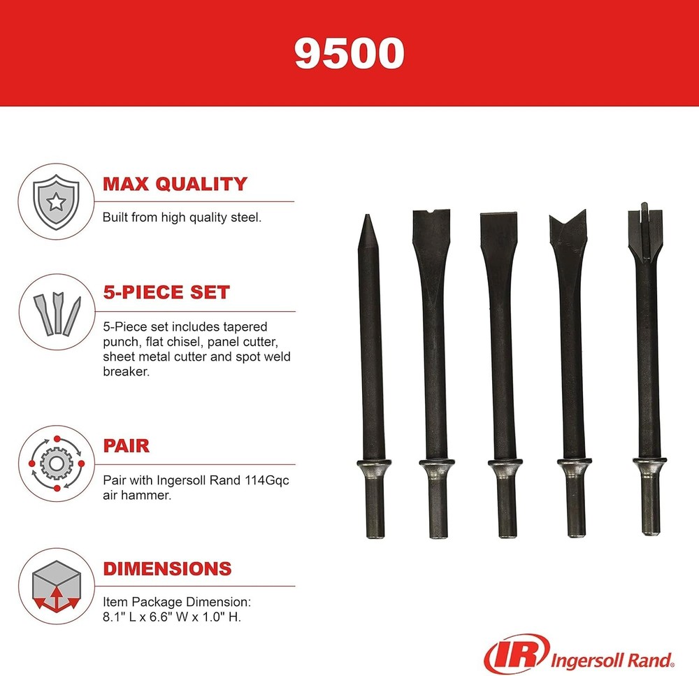 Professional Grade Chisel Bit Kit for 114GQC Air Hammer - 5 Essential Tools