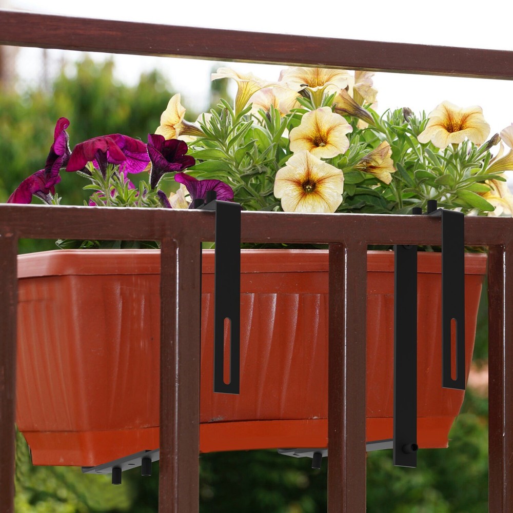 4Pcs Planter Box Brackets Flower Box Holders No Drill Planters Hooks Adjustable