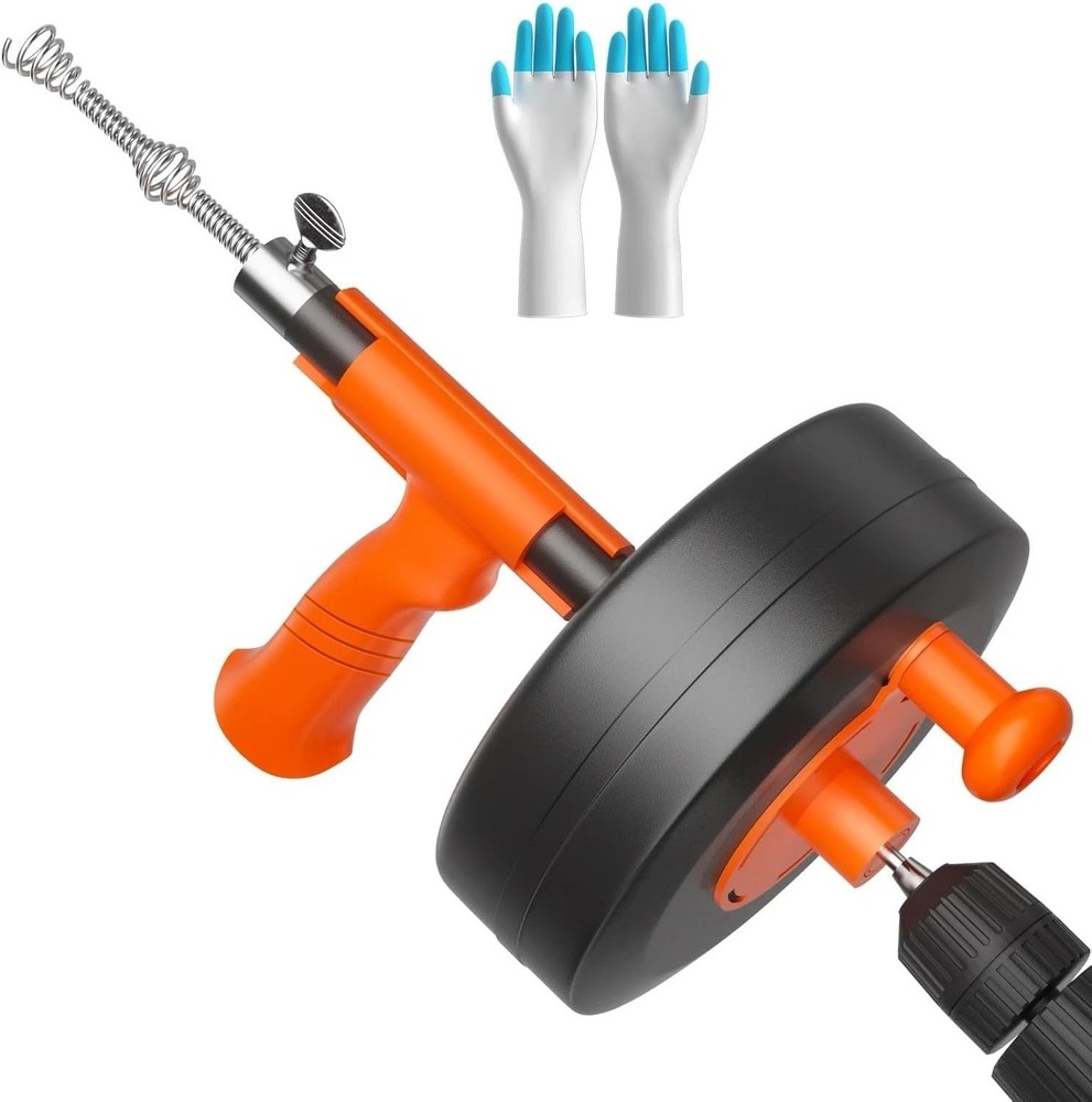 Heavy Duty 35ft Steel Drain Auger with Drill Adapter - Effective Drain Solution