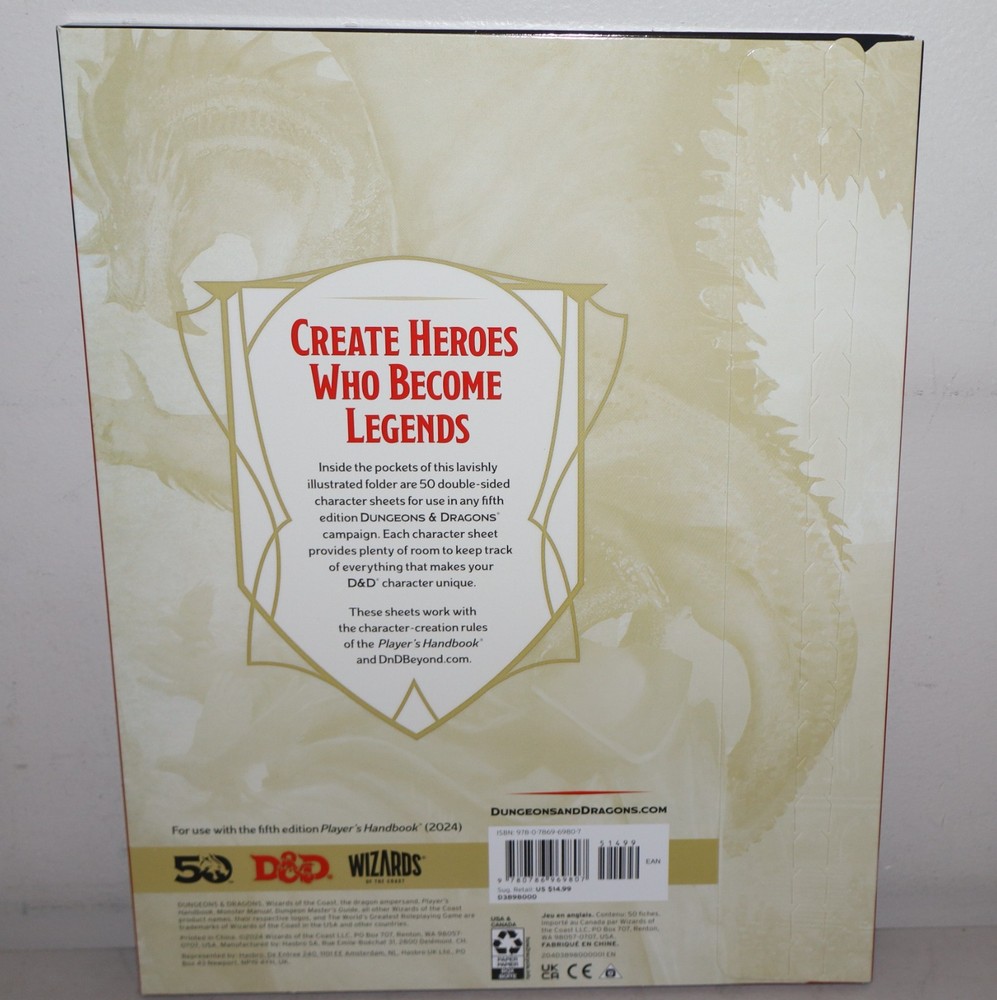 Dungeons & Dragons 2024 Character Sheets Player Accessories