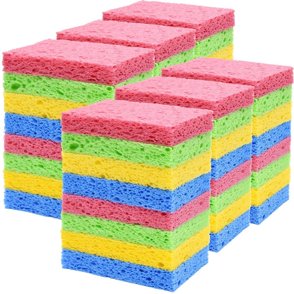 48 Pack Sponges Kitchen Natural Compressed Cellulose Sponges Durable Dish Spo...