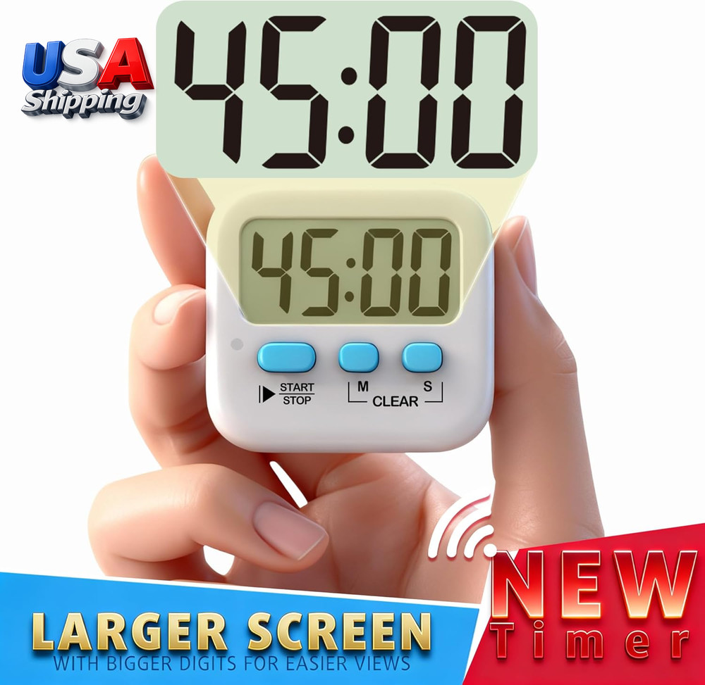 2 Pack Digital Timer for Kids, Magnetic Countdown Kitchen Timers for Cooking, Eg
