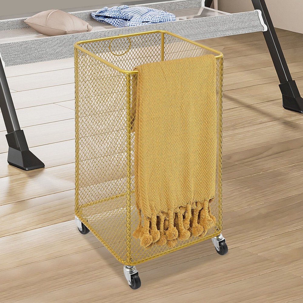 Square Laundry Basket Cart, Laundry Basket with Wheels, Rolling Laundry Basket