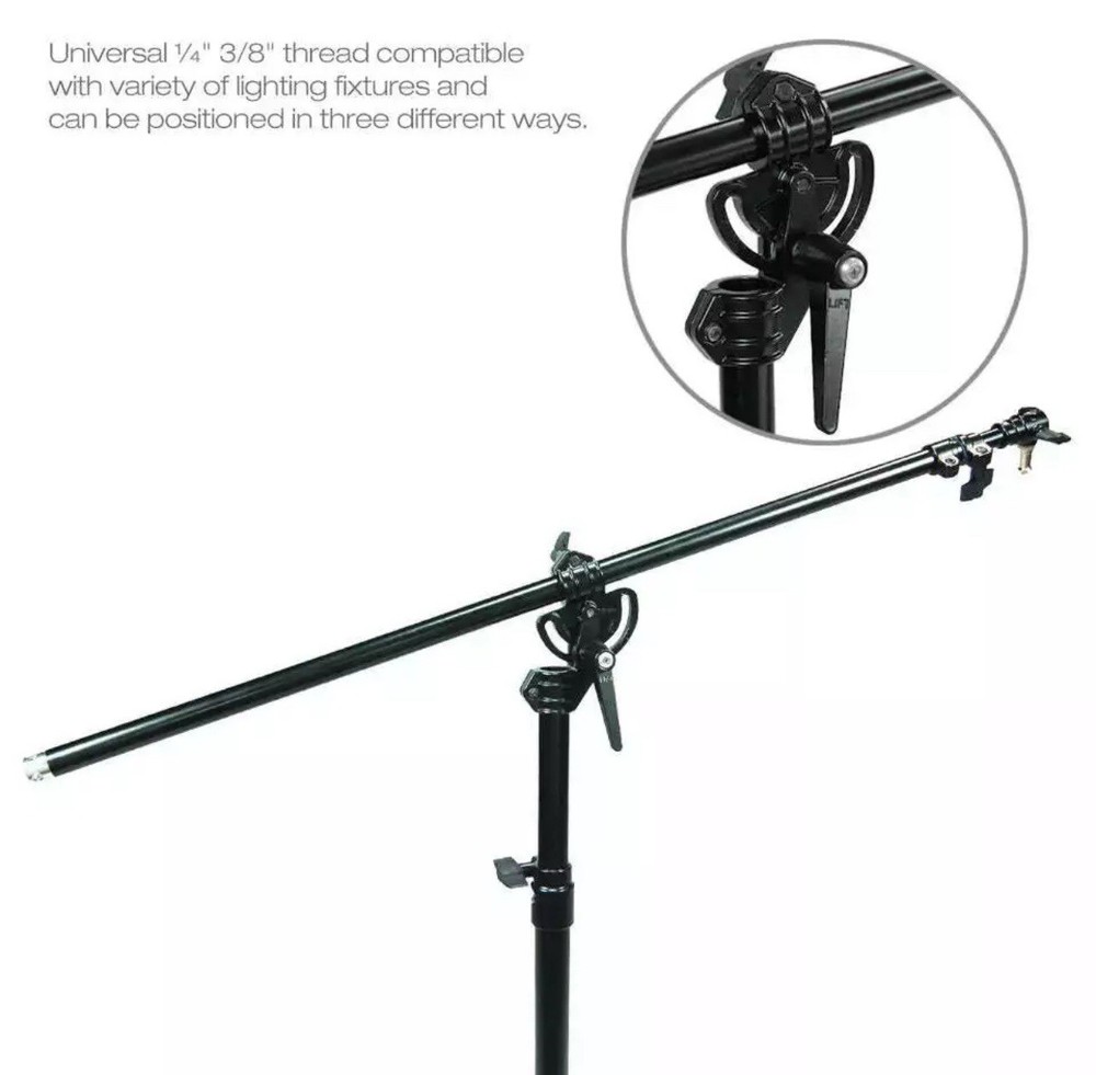 5ft Photo Studio Boom Arm Light Stand, Adjustable, Rotatable, Tripod Base