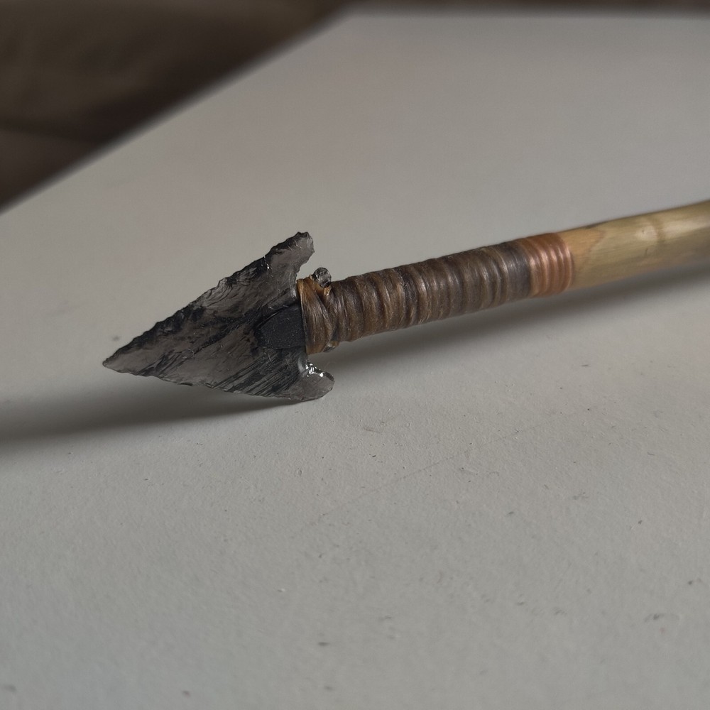 Arrow Head Practice Obsidian Carved Knife & Arrow Horn Handle