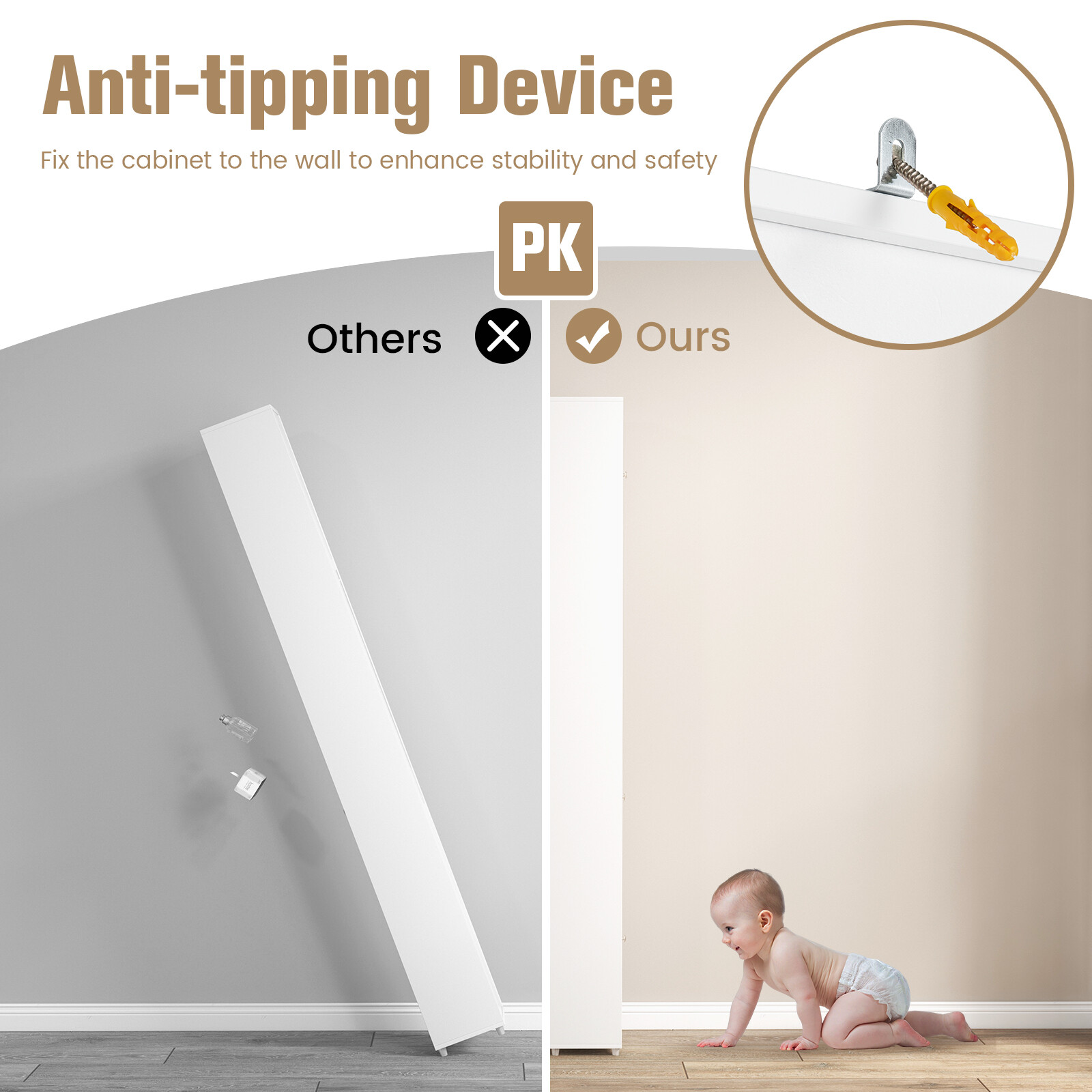 Tall Slim Bathroom Storage Cabinet Linen Tower w/ Drawer & Adjustable Shelves