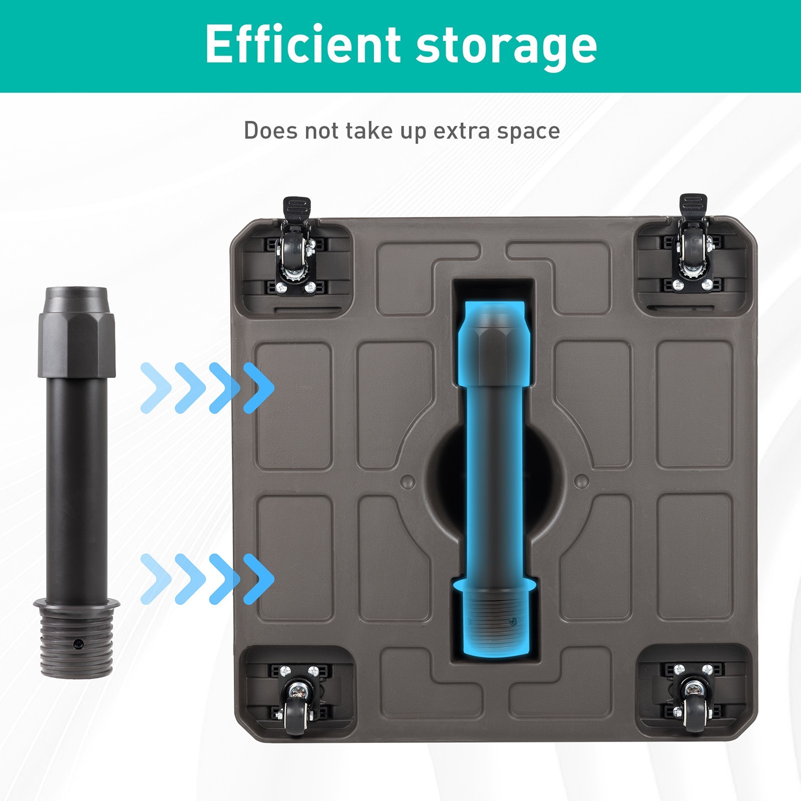 Patio Umbrella Base With Wheels Heavy Duty Fillable Market Umbrella Stand Brown