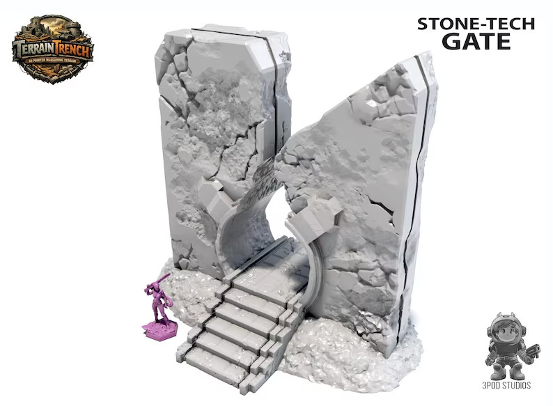 Stone-tech Gate - Wargame Scenery Terrain 28mm/32mm