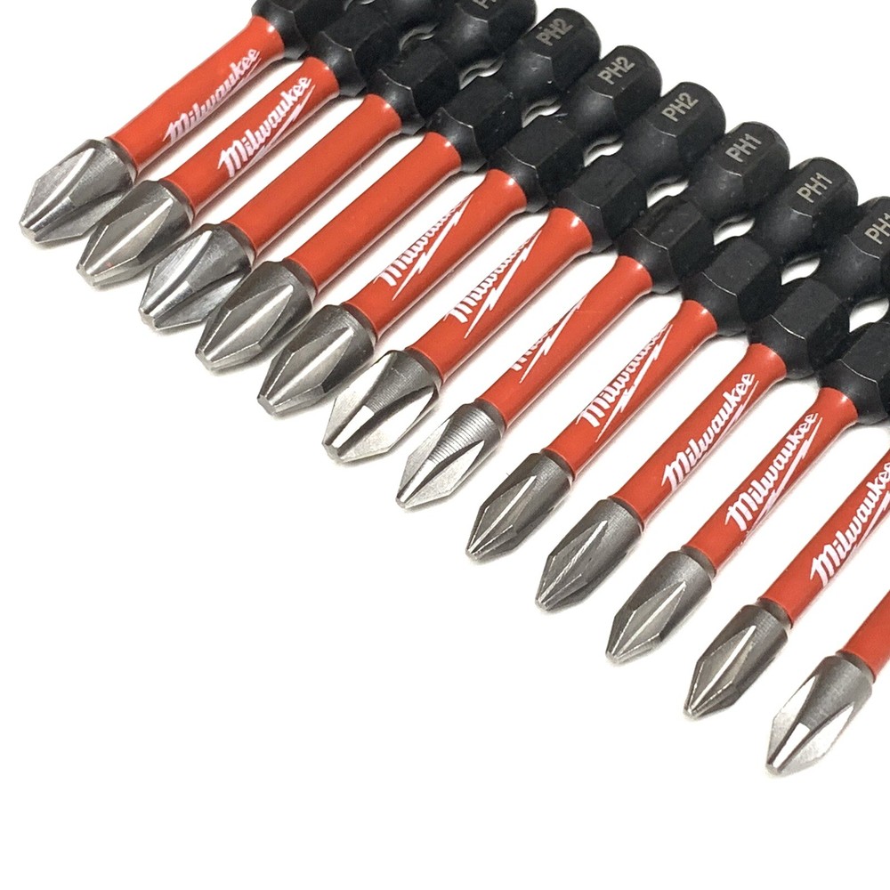Phillips PH1 PH2 Milwaukee Shockwave Impact Duty 12 Bit Set Screw Driver Bits
