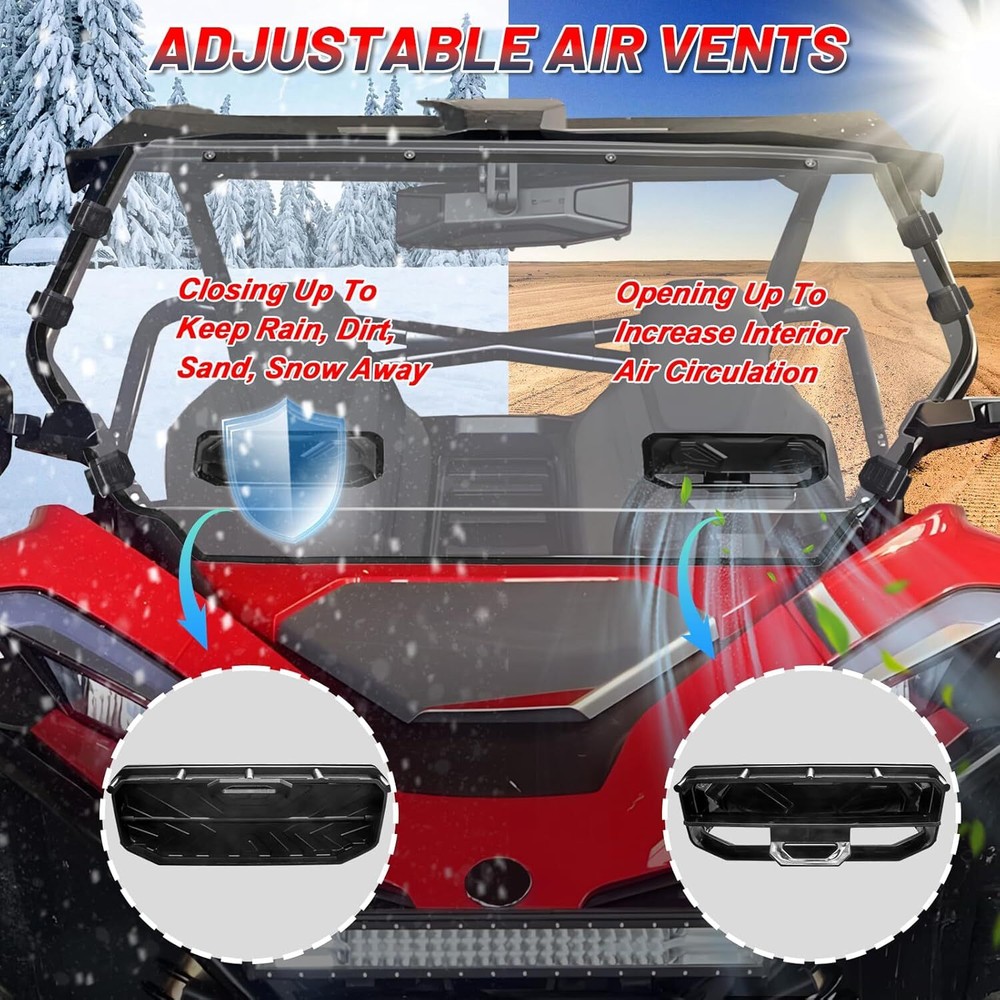 For CFMOTO ZForce 950 Sport Scratch Resistant Full Windshield with Vented Window
