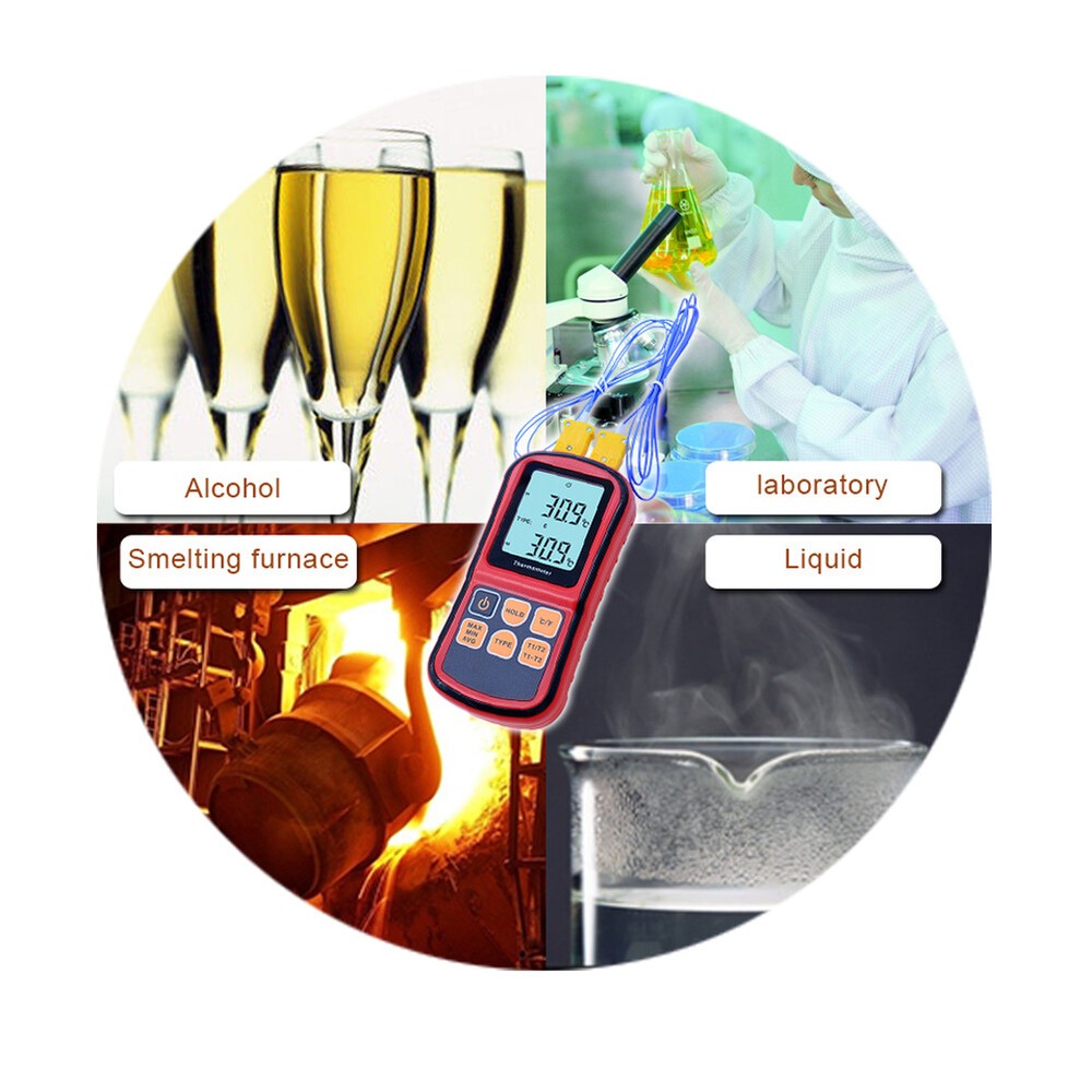 Digital LCD 2 Channels Thermometer K-type Thermocouple Temperature Tester Meter