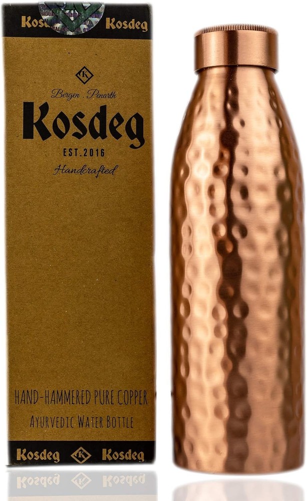 Copper Water Bottle - 24 oz Solid Pure Copper - An Ayurvedic Copper Vessel Fo...