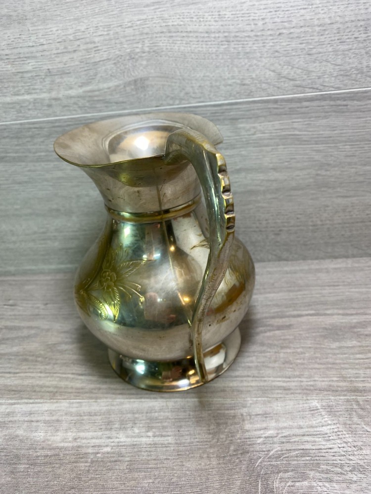 large Pitcher jug silver plate on brass