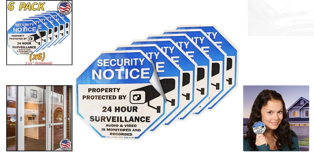 6 Pack Octagonal UV Security Stickers - Waterproof & Chemical Resistant
