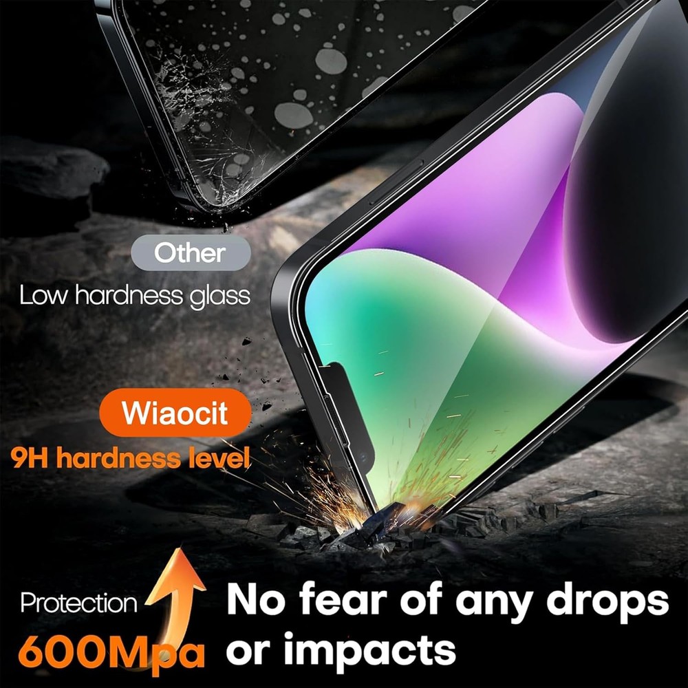 3‑Pack iPhone 14 Tempered Glass + 3 Camera Lens Protectors 9H Case Friendly