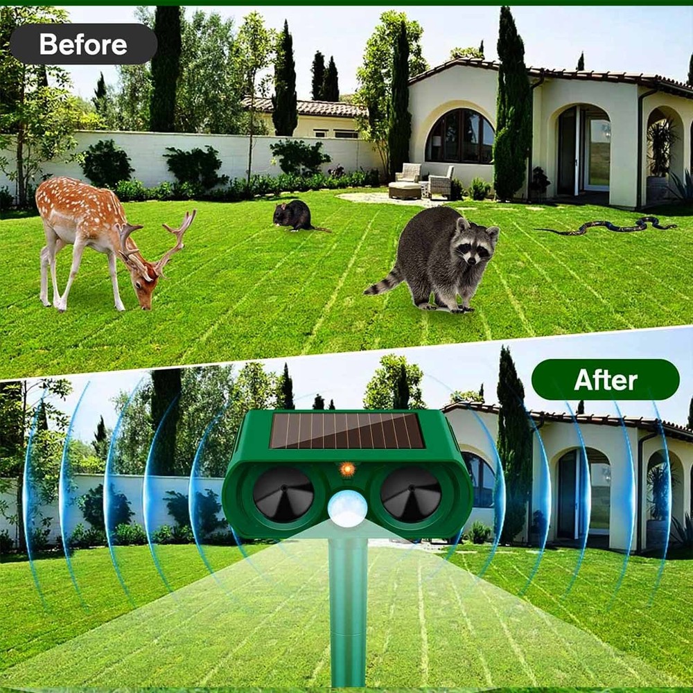 Motion Sensor Solar Ultrasonic Bird Repellers Pest Control Scarer Deterrent Fox