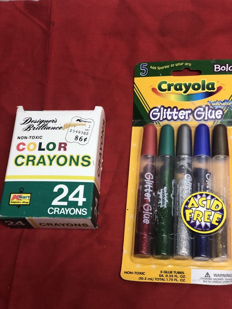 Kmart Color Crayons , 24 Pc, Crayons Glitter Glue, 5 Pc