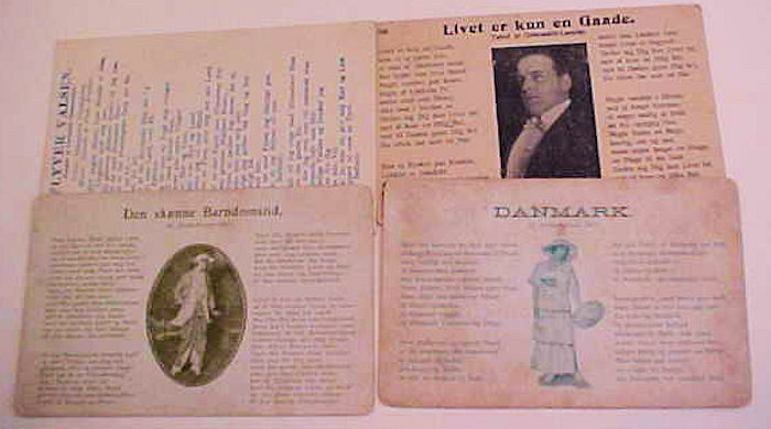 DENMARK   OPERA  CARDS PICTORIAL 1910's/1920's   MINT 4 DIFF.